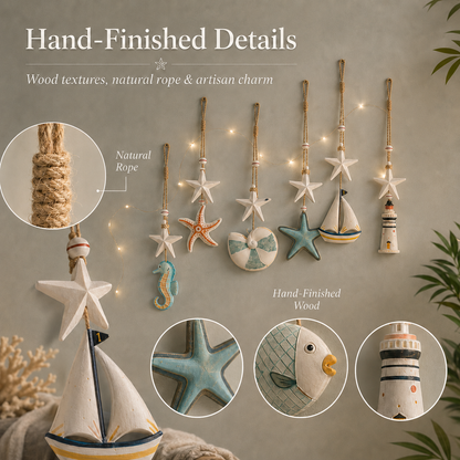 🌊✨ Seaside Glow Wall Hangings — Set of 7 🏡💙 Bring the Quiet Charm of the Coast Into Your Home 🌴🐚
