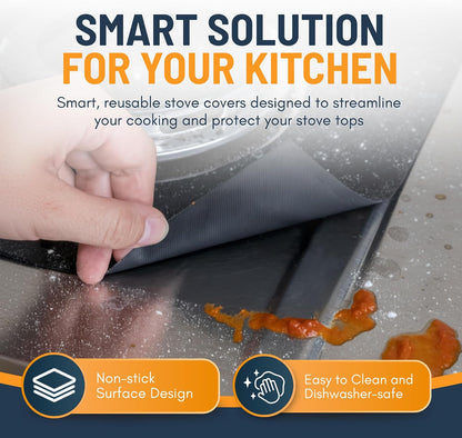 🥘 Reusable Gas Stove Burner Liners – 10.6 x 10.6 in | Heat-Resistant Cooktop Protector Mats | Set of 4 | ♻️
