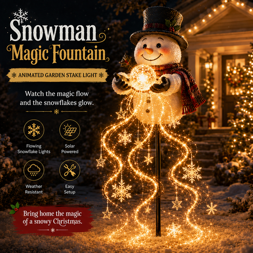 🎄49% OFF🎄 Snowman Magic Fountain-Flowing Snowflake LED Christmas Garden Light❄️