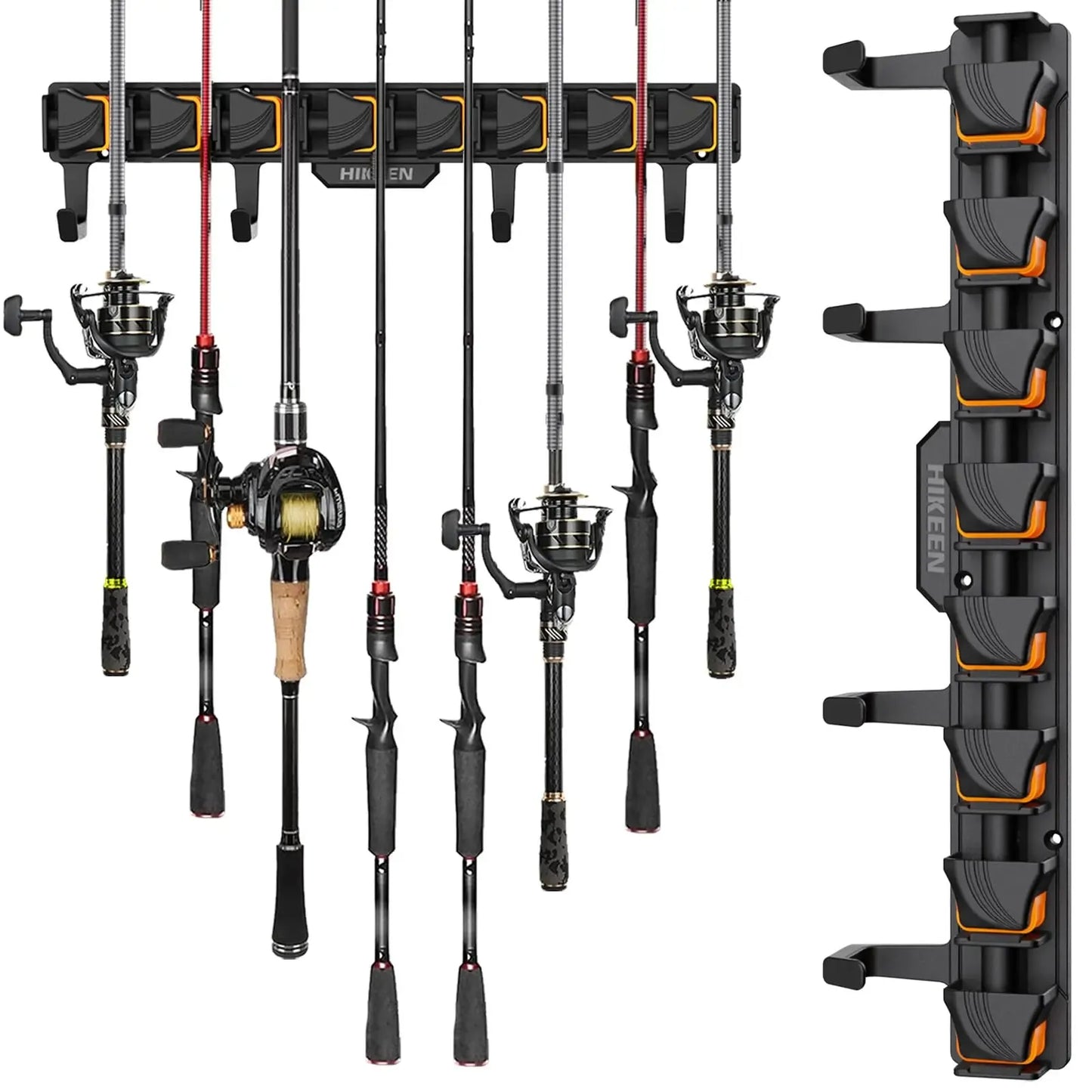 🎣 Heavy-Duty 10-Rod Garage Fishing Pole Holder 💪 – Wall & Ceiling Mount Organizer 🧰🏠