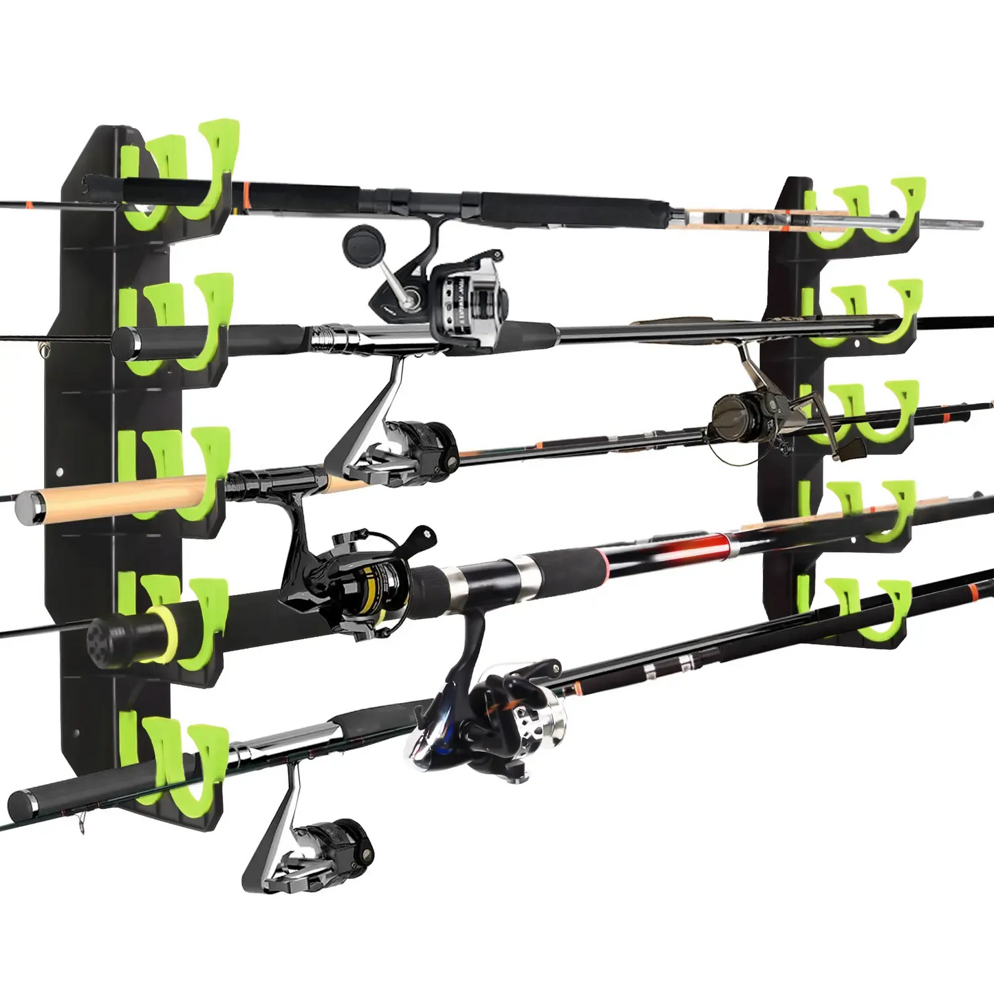 🎣 Heavy-Duty 10-Rod Garage Fishing Pole Holder 💪 – Wall & Ceiling Mount Organizer 🧰🏠
