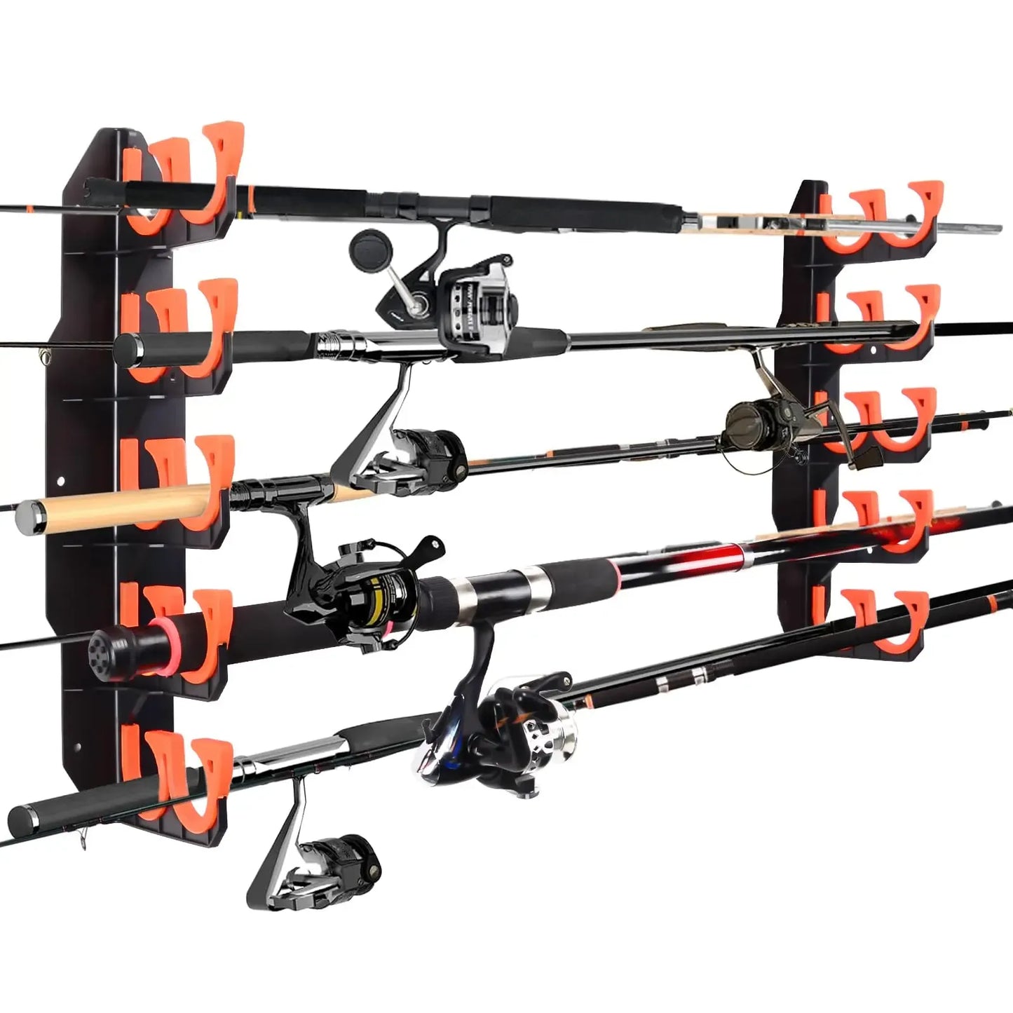🎣 Heavy-Duty 10-Rod Garage Fishing Pole Holder 💪 – Wall & Ceiling Mount Organizer 🧰🏠