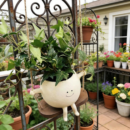 Swinging Face Planter Flower Pot - Resin Head Flower Pot for Indoor/Outdoor Plants