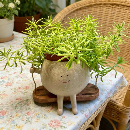 Swinging Face Planter Flower Pot - Resin Head Flower Pot for Indoor/Outdoor Plants