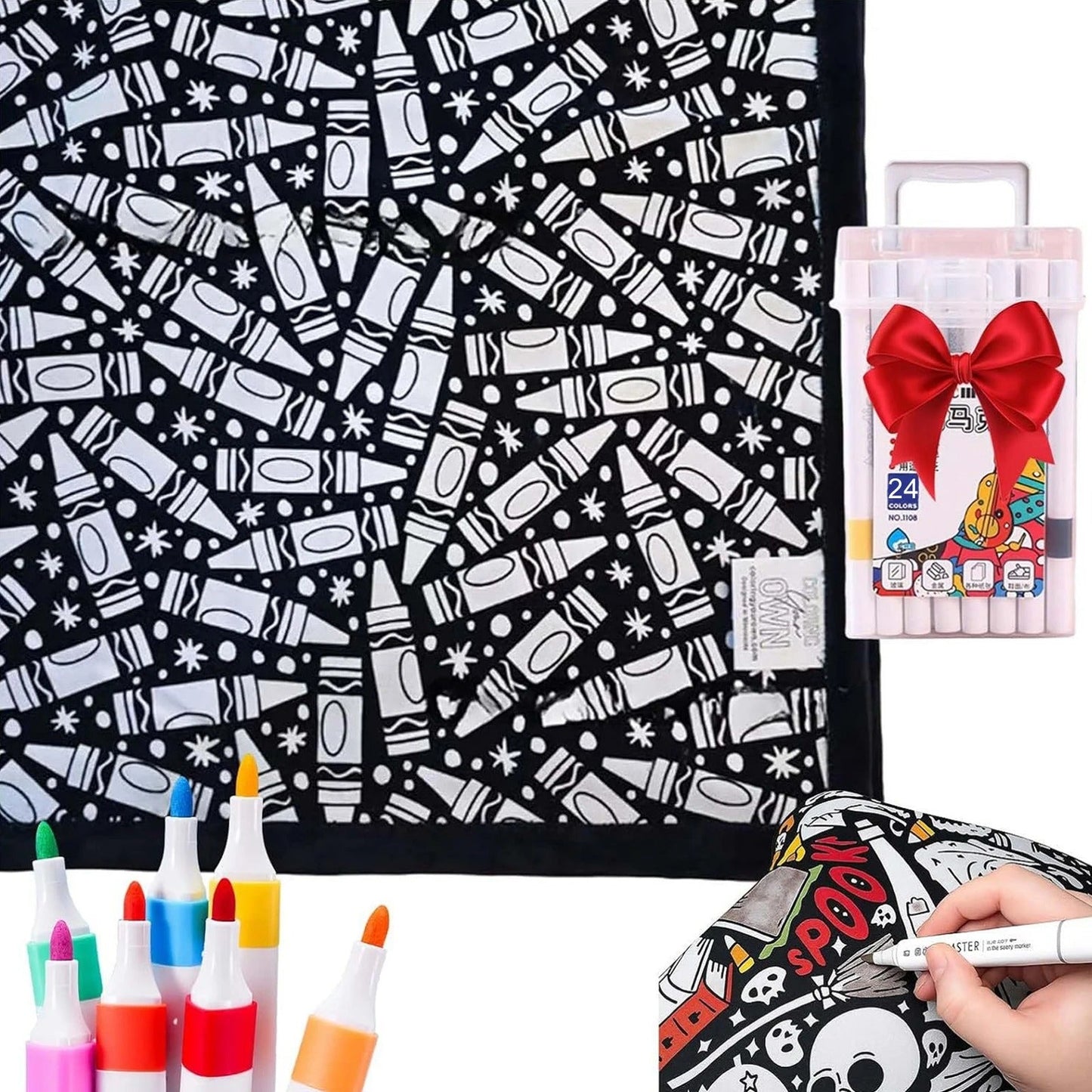 🎨DIY Coloring Blanket with Fabric Markers🖍️ - 🎀Washable and Reusable Children's DIY Coloring Blanket | Creative Handmade Gift🎁