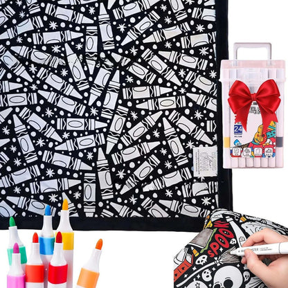 🎨DIY Coloring Blanket with Fabric Markers🖍️ - 🎀Washable and Reusable Children's DIY Coloring Blanket | Creative Handmade Gift🎁