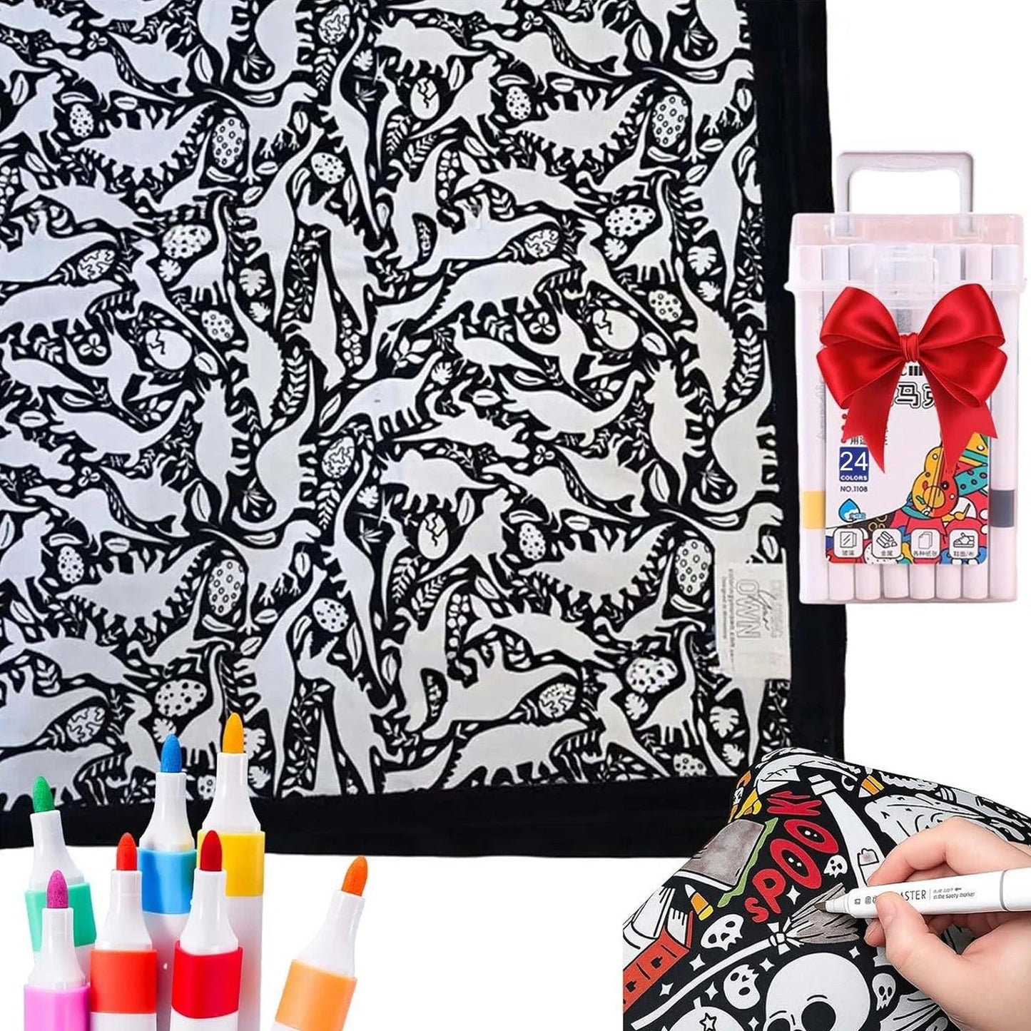 🎨DIY Coloring Blanket with Fabric Markers🖍️ - 🎀Washable and Reusable Children's DIY Coloring Blanket | Creative Handmade Gift🎁