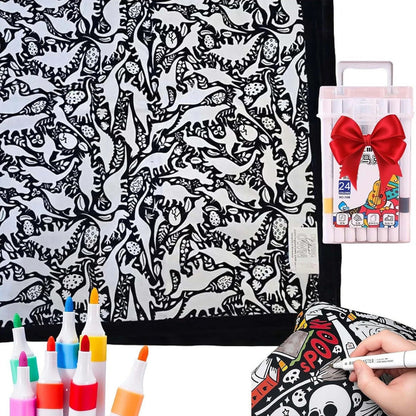 🎨DIY Coloring Blanket with Fabric Markers🖍️ - 🎀Washable and Reusable Children's DIY Coloring Blanket | Creative Handmade Gift🎁
