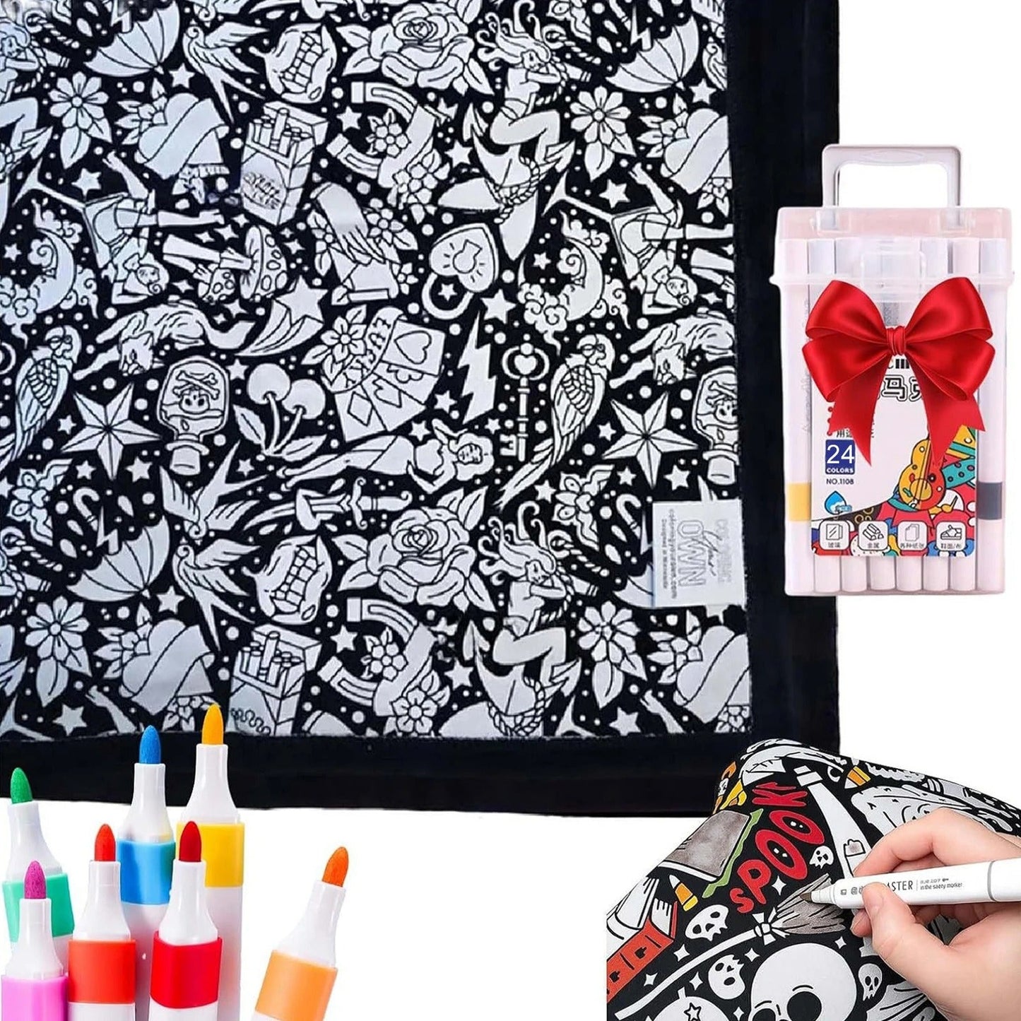 🎨DIY Coloring Blanket with Fabric Markers🖍️ - 🎀Washable and Reusable Children's DIY Coloring Blanket | Creative Handmade Gift🎁