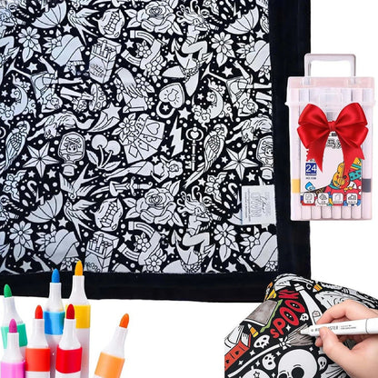 🎨DIY Coloring Blanket with Fabric Markers🖍️ - 🎀Washable and Reusable Children's DIY Coloring Blanket | Creative Handmade Gift🎁