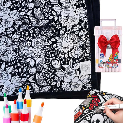 🎨DIY Coloring Blanket with Fabric Markers🖍️ - 🎀Washable and Reusable Children's DIY Coloring Blanket | Creative Handmade Gift🎁