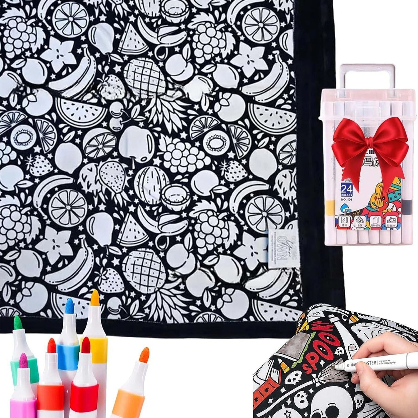 🎨DIY Coloring Blanket with Fabric Markers🖍️ - 🎀Washable and Reusable Children's DIY Coloring Blanket | Creative Handmade Gift🎁
