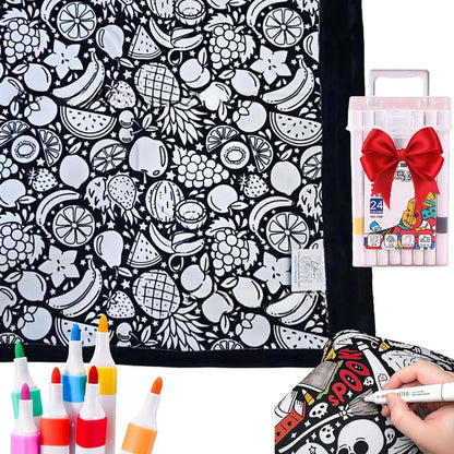 🎨DIY Coloring Blanket with Fabric Markers🖍️ - 🎀Washable and Reusable Children's DIY Coloring Blanket | Creative Handmade Gift🎁
