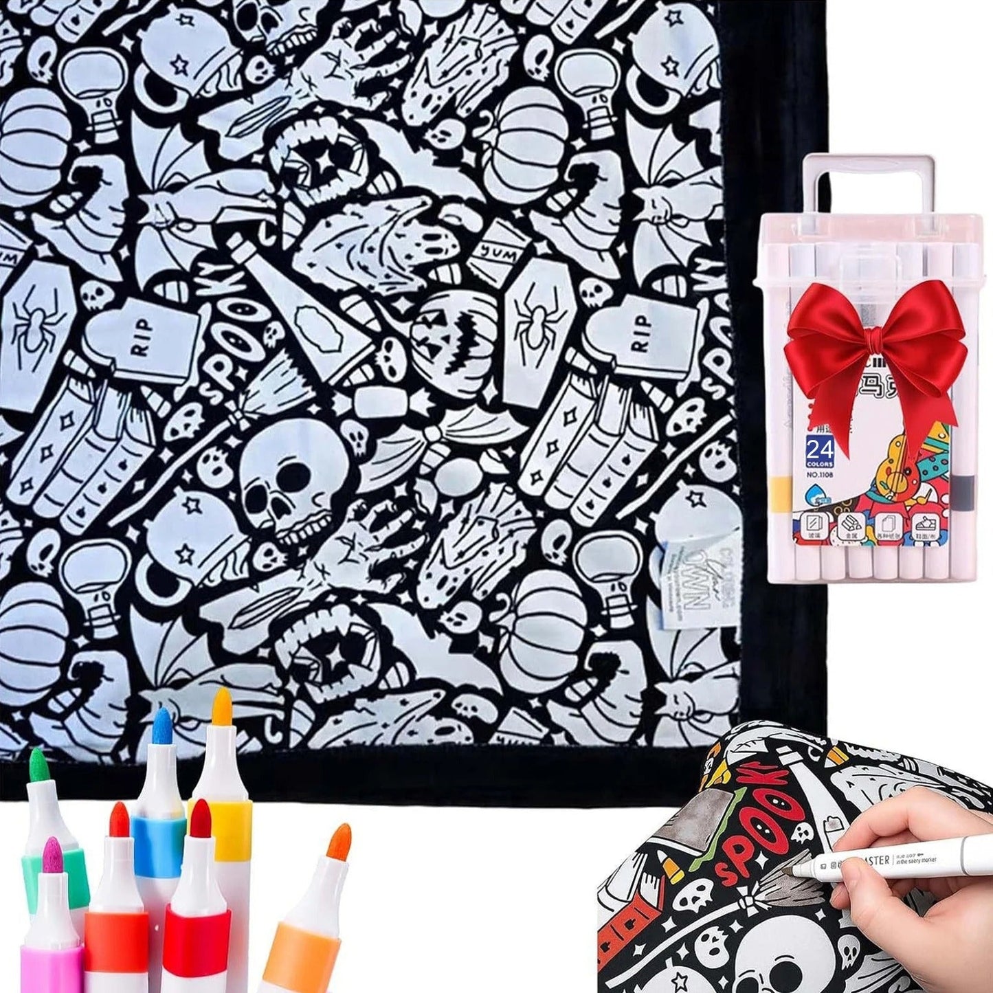 🎨DIY Coloring Blanket with Fabric Markers🖍️ - 🎀Washable and Reusable Children's DIY Coloring Blanket | Creative Handmade Gift🎁