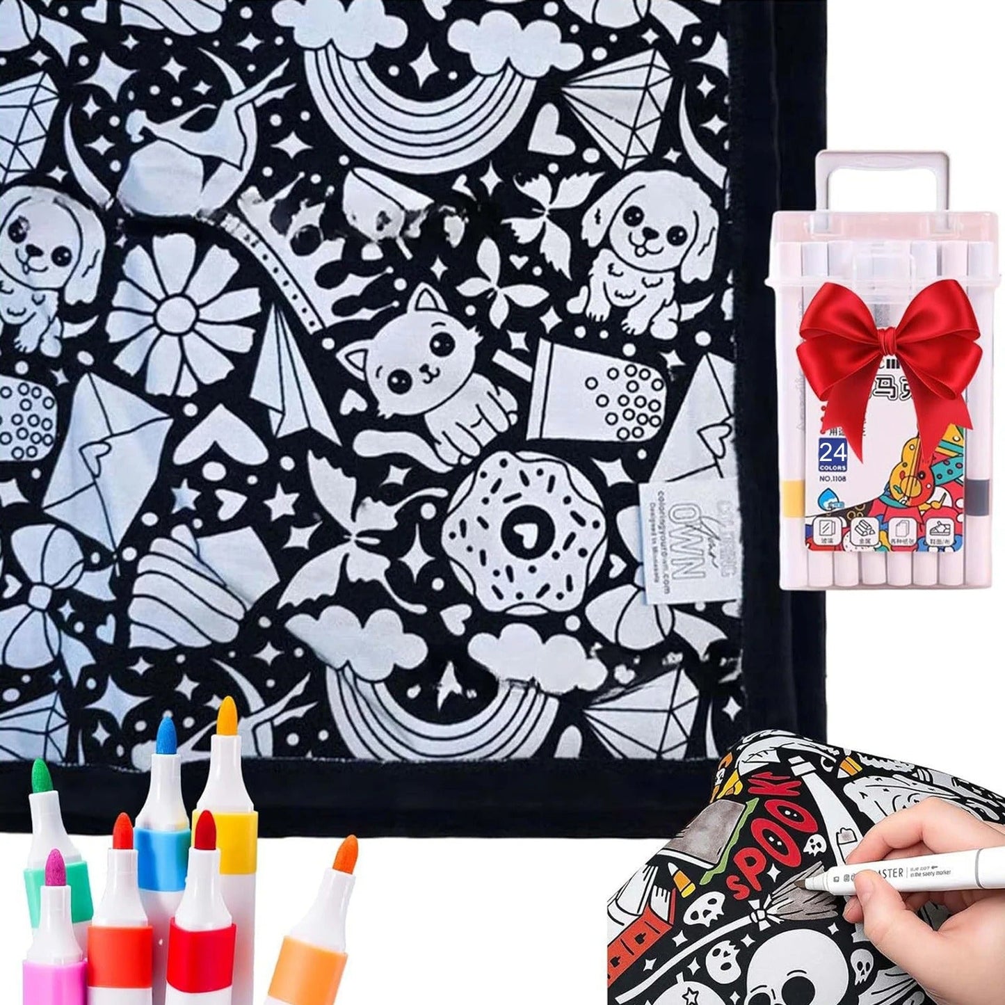 🎨DIY Coloring Blanket with Fabric Markers🖍️ - 🎀Washable and Reusable Children's DIY Coloring Blanket | Creative Handmade Gift🎁