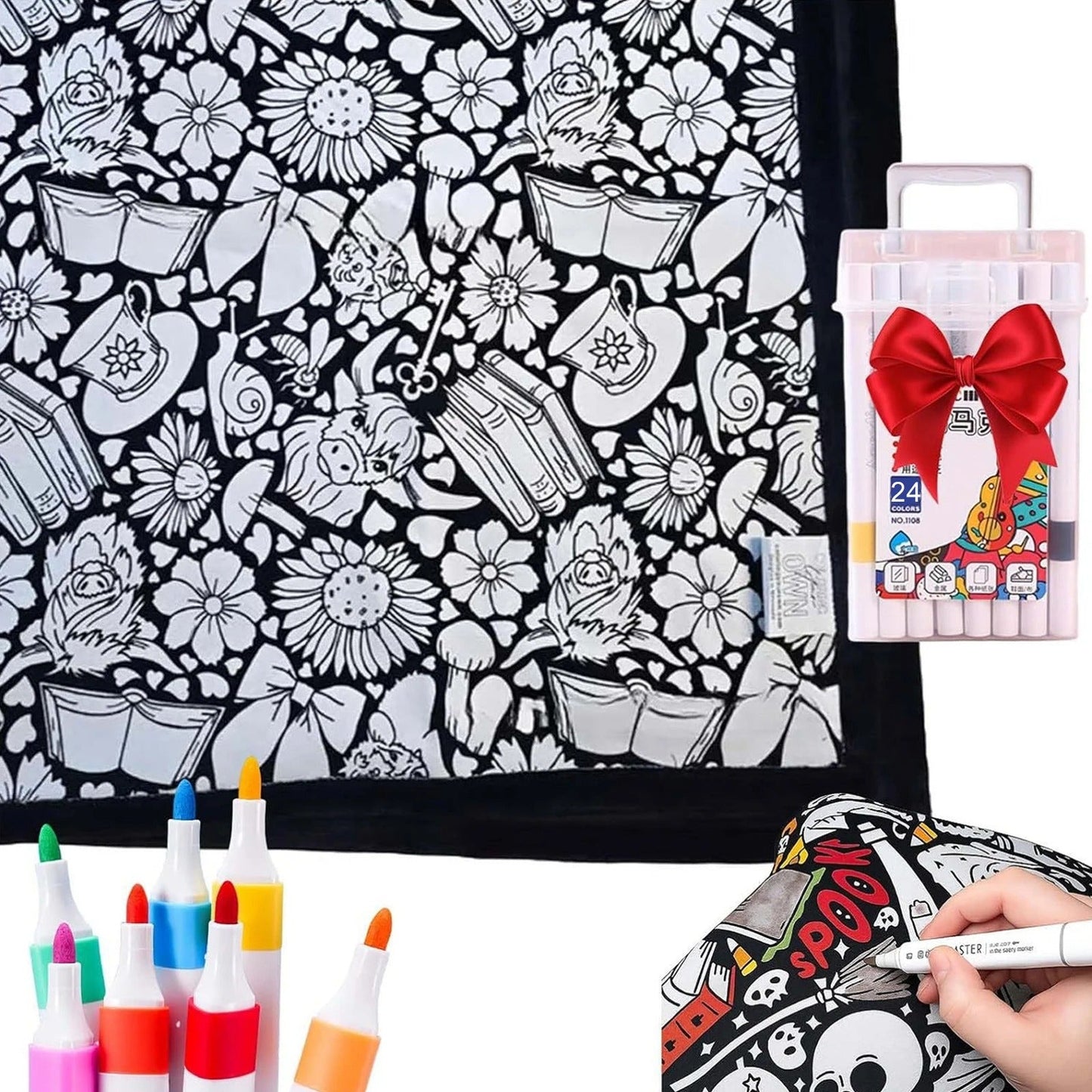 🎨DIY Coloring Blanket with Fabric Markers🖍️ - 🎀Washable and Reusable Children's DIY Coloring Blanket | Creative Handmade Gift🎁