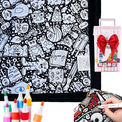 🎨DIY Coloring Blanket with Fabric Markers🖍️ - 🎀Washable and Reusable Children's DIY Coloring Blanket | Creative Handmade Gift🎁