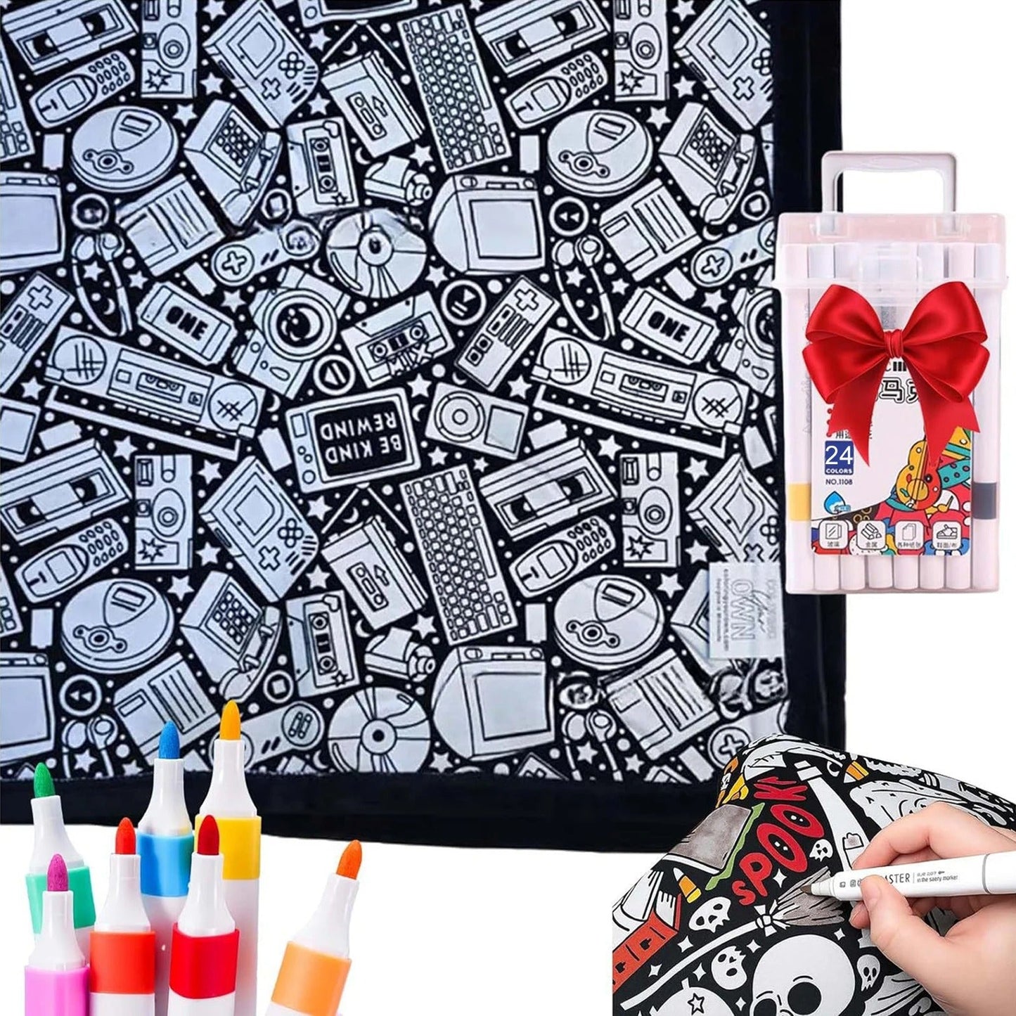 🎨DIY Coloring Blanket with Fabric Markers🖍️ - 🎀Washable and Reusable Children's DIY Coloring Blanket | Creative Handmade Gift🎁
