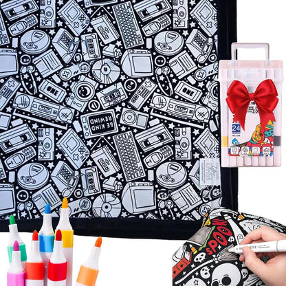 🎨DIY Coloring Blanket with Fabric Markers🖍️ - 🎀Washable and Reusable Children's DIY Coloring Blanket | Creative Handmade Gift🎁