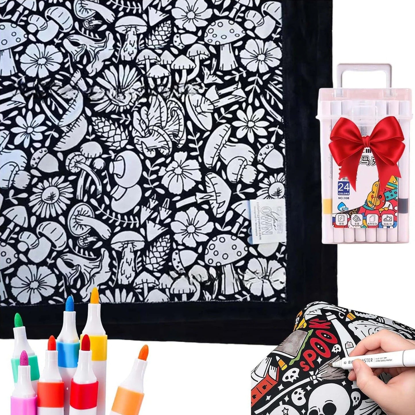 🎨DIY Coloring Blanket with Fabric Markers🖍️ - 🎀Washable and Reusable Children's DIY Coloring Blanket | Creative Handmade Gift🎁