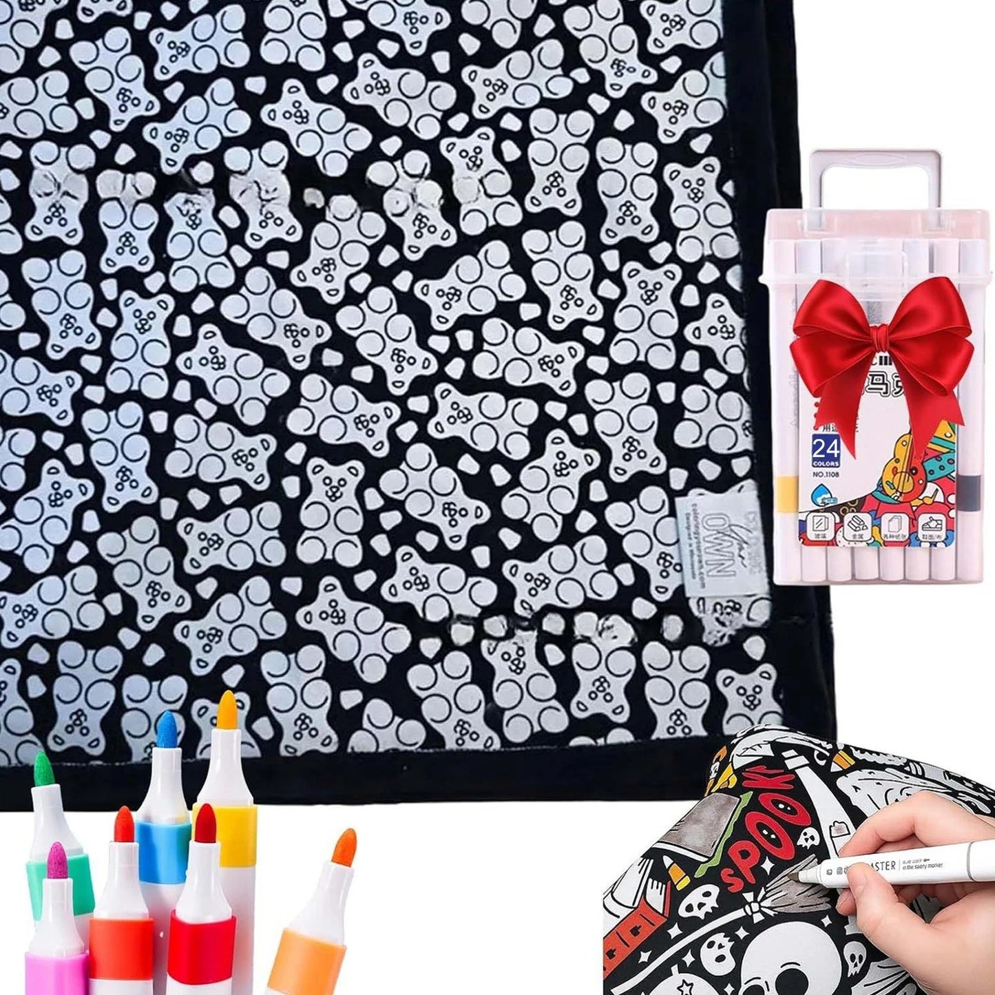 🎨DIY Coloring Blanket with Fabric Markers🖍️ - 🎀Washable and Reusable Children's DIY Coloring Blanket | Creative Handmade Gift🎁