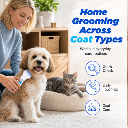 🐾 Electric Pet Flea Comb With Suction – Low-Mess Home Grooming Tool ✨