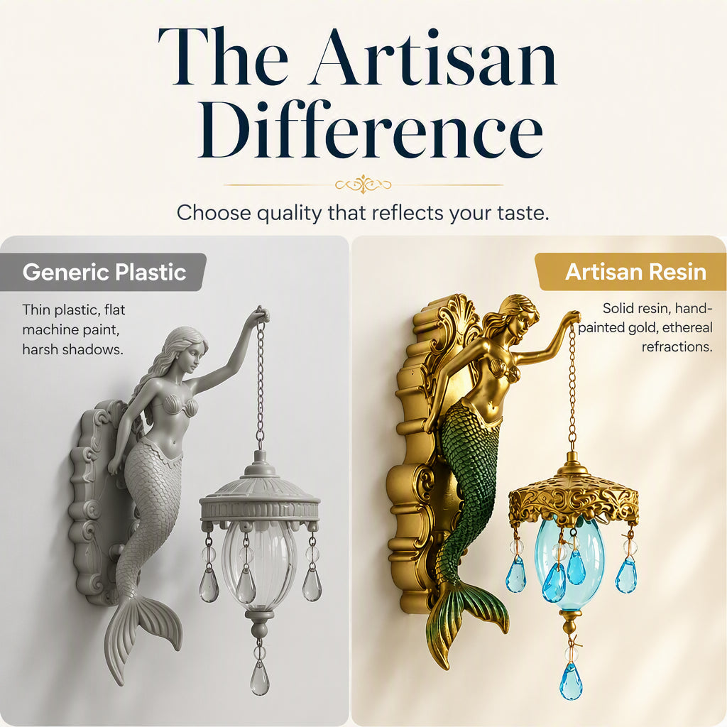 🔥HOT SALE!🧜‍♀️Hand-Painted Mermaid Wall Sconce – Nautical & Artisan Design