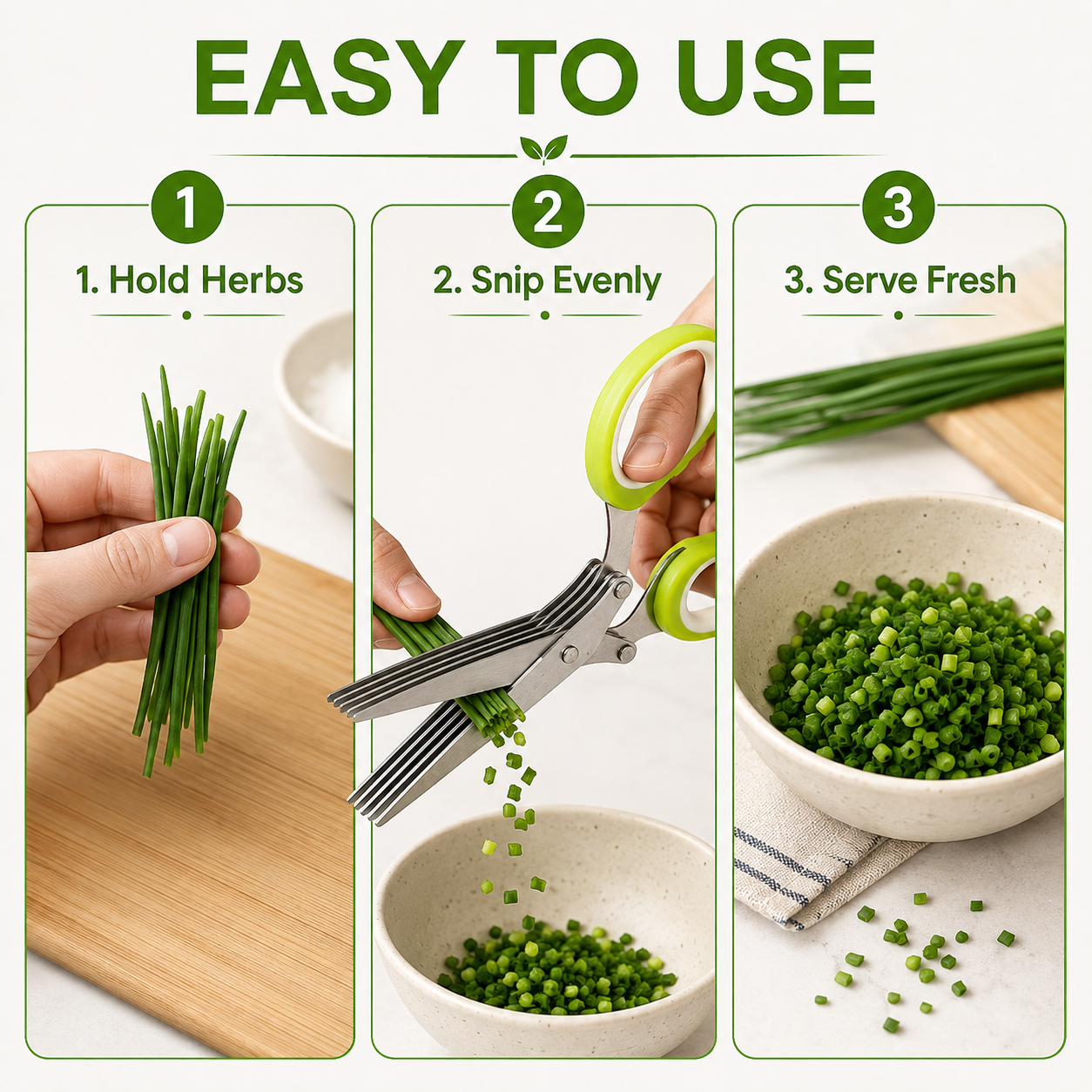 🌿 5-Blade Stainless Steel Herb Scissors – Slice Green Onions, Parsley & Cilantro Faster ✨ 50% OFF