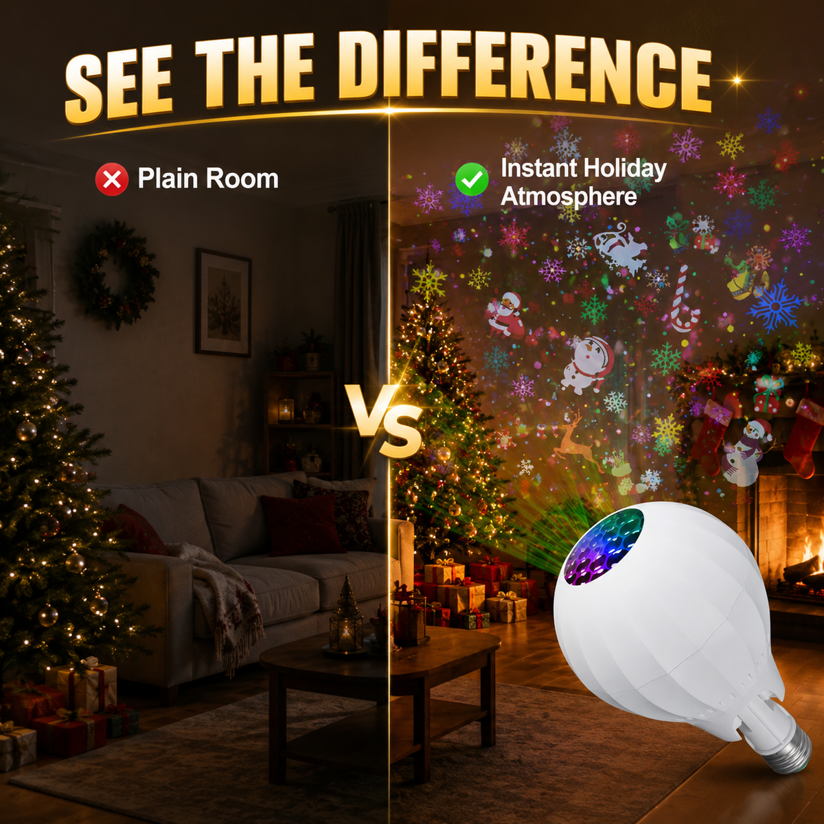 🎁2026 New Arrivals 50% OFF💥🎄 Turn Any Room Into a Christmas Wonderland! ✨ 16-Pattern Rotating Projector Bulb