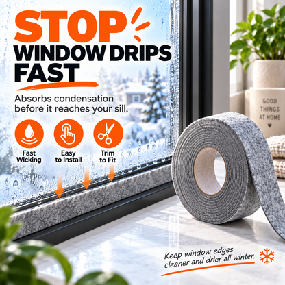 💧 Window Condensation Absorbent Felt Strip ✨ Peel & Stick Moisture Guard