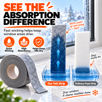 💧 Window Condensation Absorbent Felt Strip ✨ Peel & Stick Moisture Guard