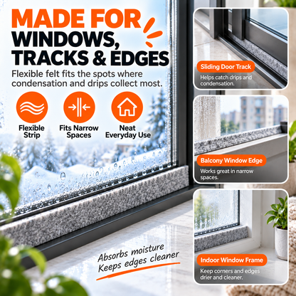💧 Window Condensation Absorbent Felt Strip ✨ Peel & Stick Moisture Guard