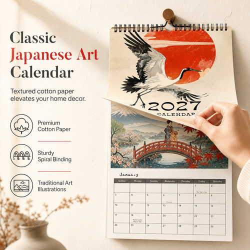 🗓️ Japanese Art Hanging Wall Calendar