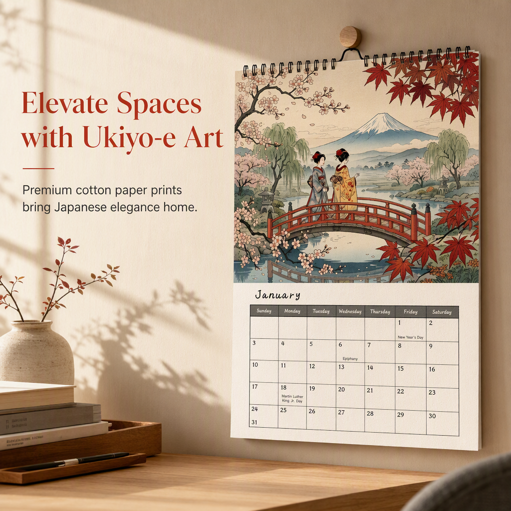 🗓️ Japanese Art Hanging Wall Calendar