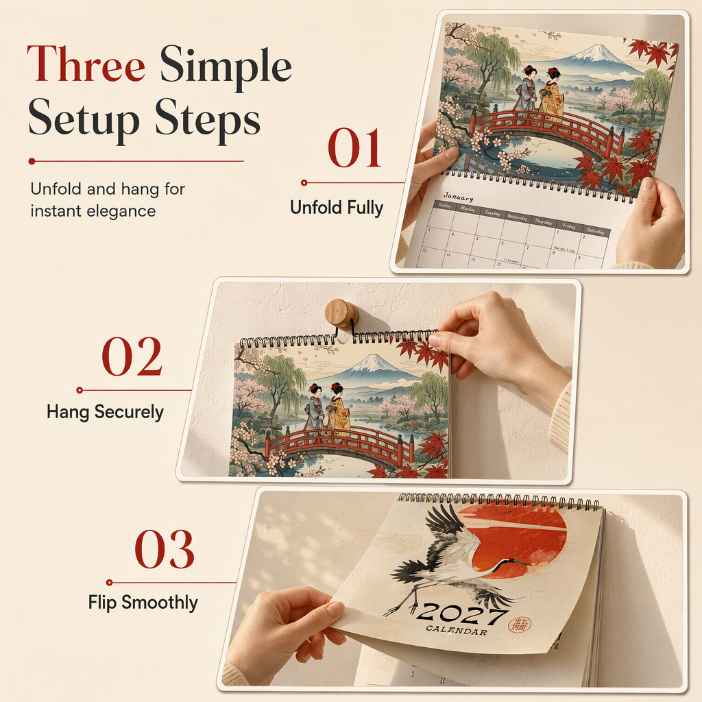 🗓️ Japanese Art Hanging Wall Calendar
