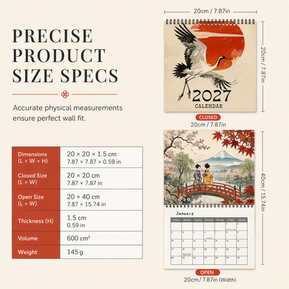 🗓️ Japanese Art Hanging Wall Calendar
