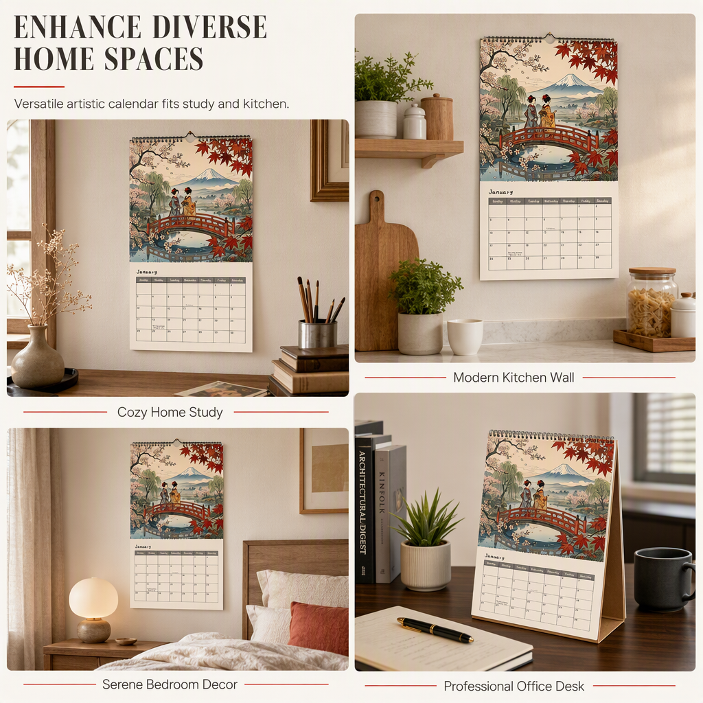 🗓️ Japanese Art Hanging Wall Calendar