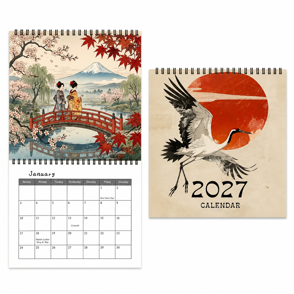 🗓️ Japanese Art Hanging Wall Calendar